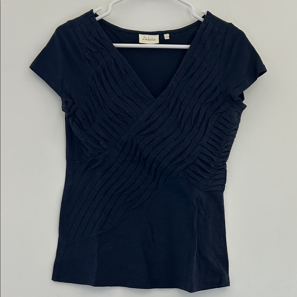 Deletta Black Textured Blouse